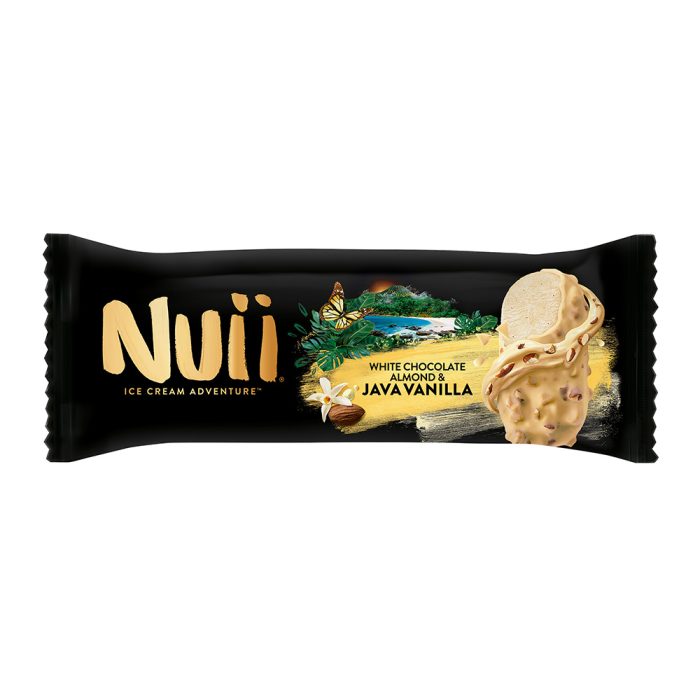 Sladoled na palčki bela čokolada z mandlji Nuii, Nestle, 20 x 90 ml