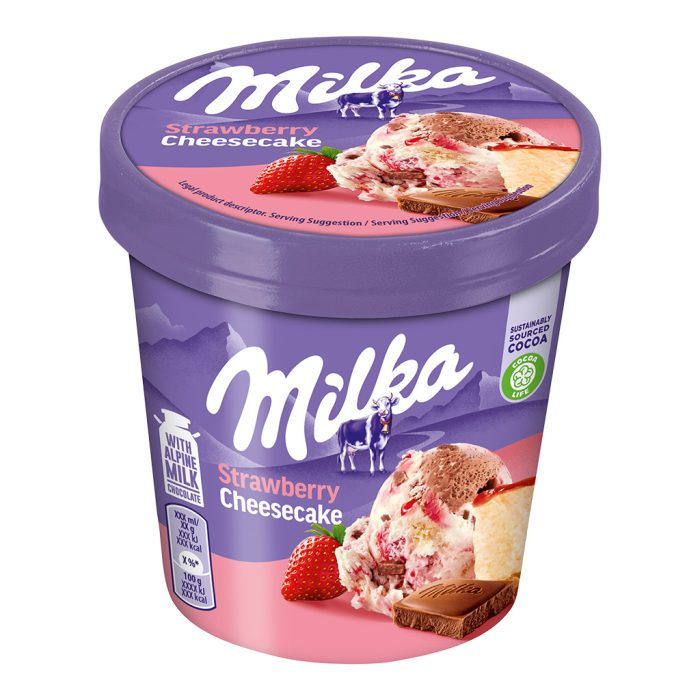 Sladoled lonček Milka jagoda cheesecake, 425 ml