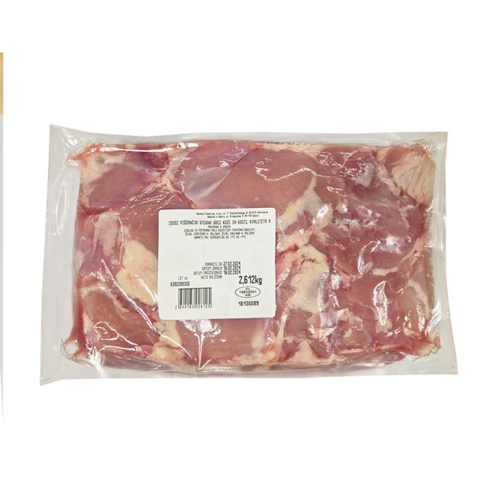 Piščančja stegna brez kosti in kože, gastro pladenj, 2,5 kg, zm.