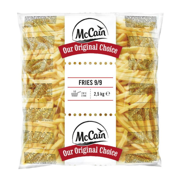 Pomfri French fries 9×9 mm, McCain, 2,5 kg, zm.
