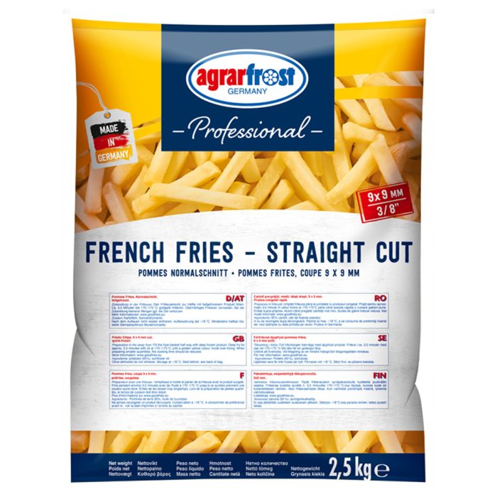 Pomfri French fries 9×9 mm, Agrarfrost Professional, 2,5 kg, zm.